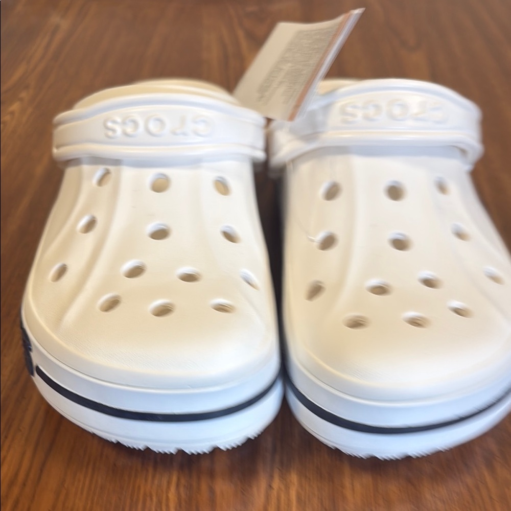 CROCS White and Blue Water Shoes with Ventilation and Rotating Strap